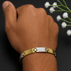 Men's Two-Tone Link Bracelet, Gold and Silver