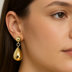 Teardrop Dangle Earrings, Ball Stud Design