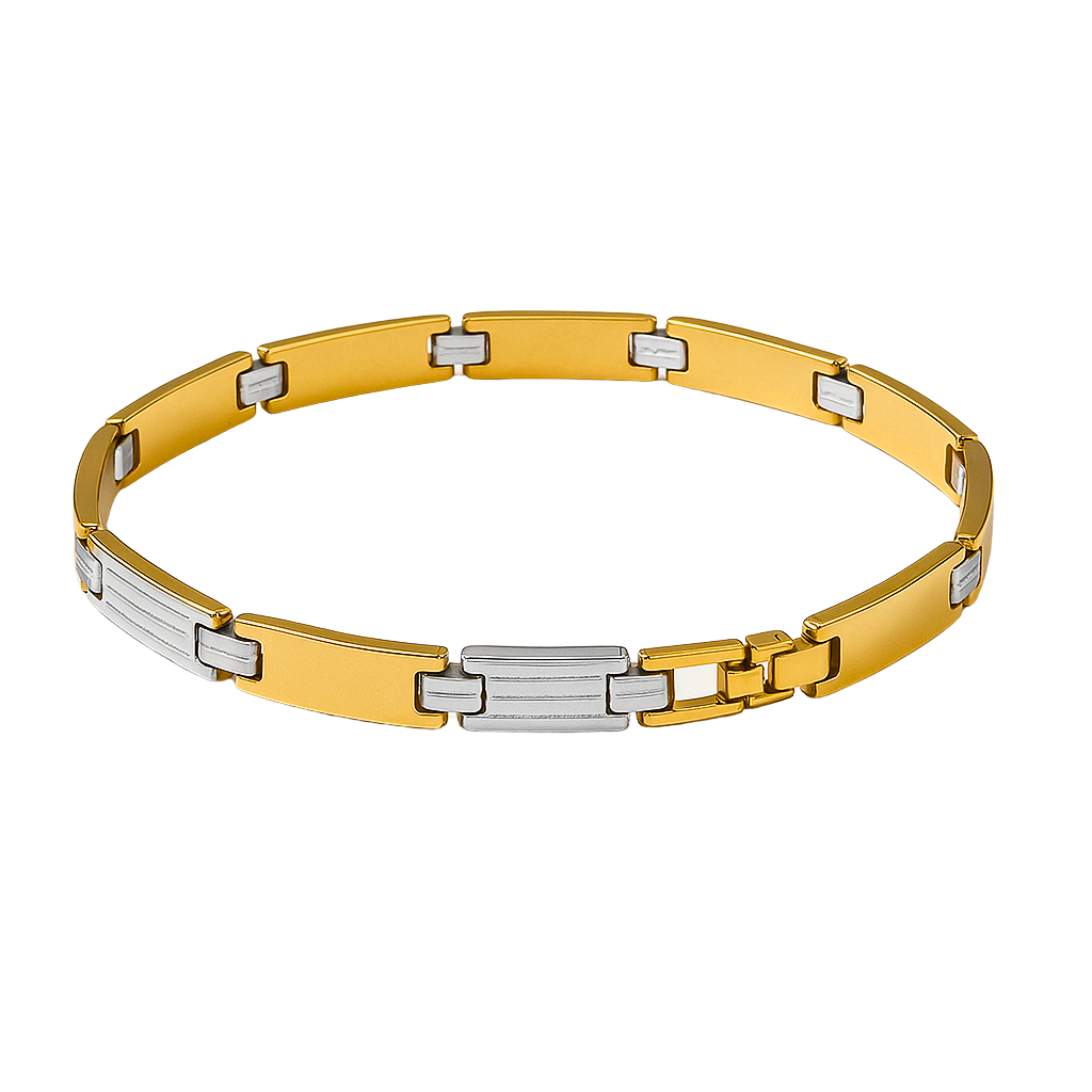 Men's Two-Tone Link Bracelet, Gold and Silver