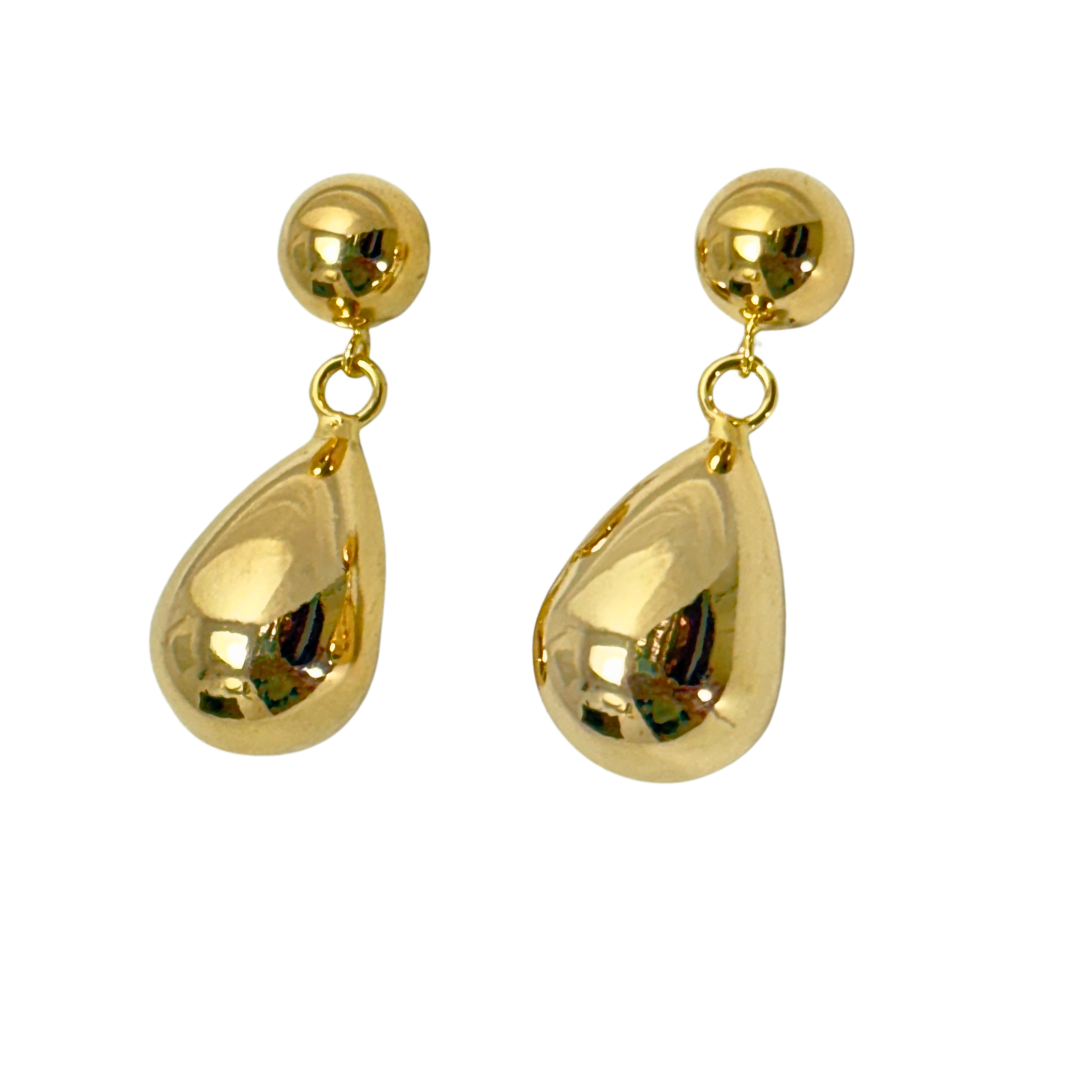 Teardrop Dangle Earrings, Ball Stud Design