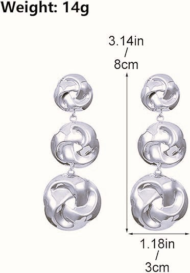 Gold-Plated Triple Knot Drop Earrings