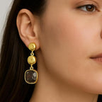 Drop Earrings with  crystal, Triple-Tier Design