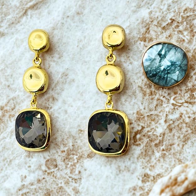 Drop Earrings with  crystal, Triple-Tier Design