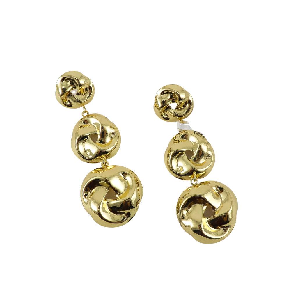 Gold-Plated Triple Knot Drop Earrings