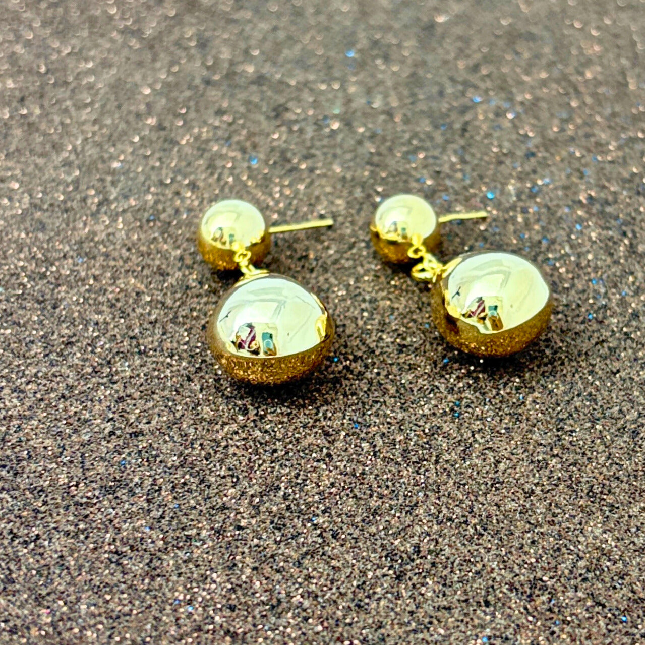 Teardrop Dangle Earrings, Ball Stud Design