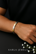 Men's Two-Tone Link Bracelet, Gold and Silver