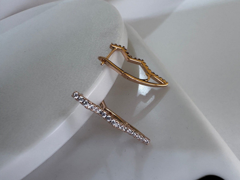 Karla Premium Crystal Hoop Earrings, 18K Rose Gold Plated, Rhinestone Studded, unique Design xuping style anti Tarnish, Stainless Steel, Western Style, Hypoallergenic