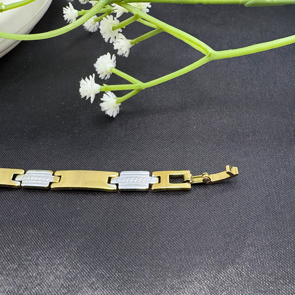 Men's Two-Tone Link Bracelet, Gold and Silver