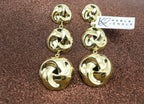 Gold-Plated Triple Knot Drop Earrings