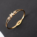 KARLA JEWELS Elegant Women's Bangle Bracelet, Rose Gold Butterfly Bangle Bracelet with Crystal Accents, Frosted Finish Stainless Steel Anti Tarnish Jewelry