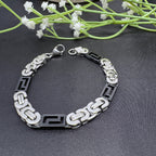 Men's Byzantine Chain Bracelet, Silver and Black Two-Tone