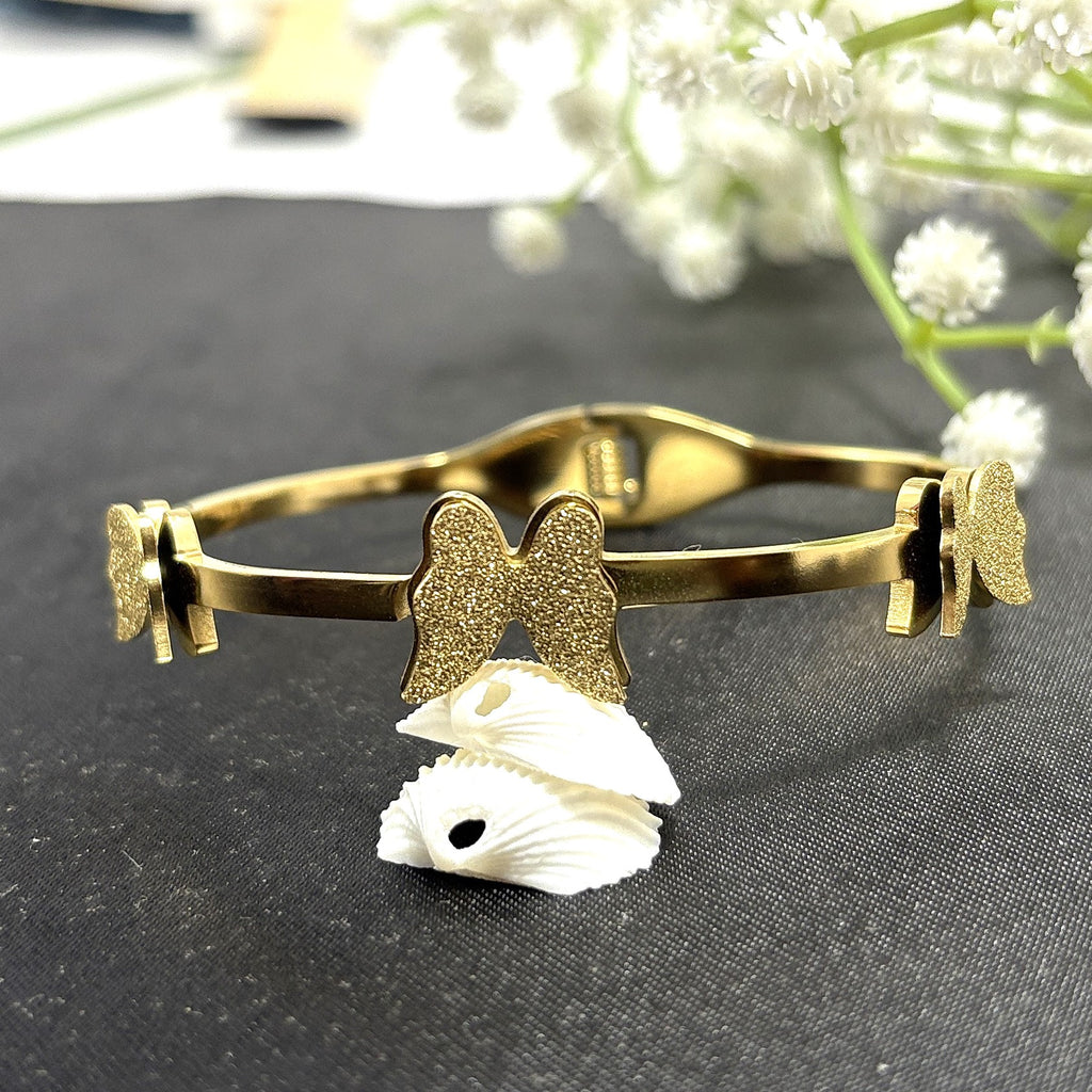 Women's Bangle Bracelet, Gold-Plated 3 Butterfly Bracelet Glitter Finish