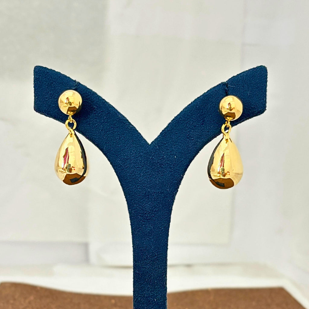 Teardrop Dangle Earrings, Ball Stud Design