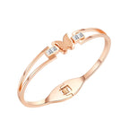 KARLA JEWELS Elegant Women's Bangle Bracelet, Rose Gold Butterfly Bangle Bracelet with Crystal Accents, Frosted Finish Stainless Steel Anti Tarnish Jewelry